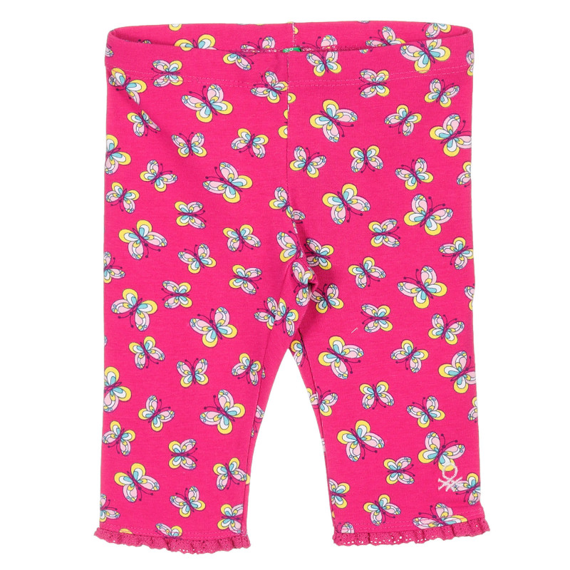 Colanți scurți roz, din bumbac cu imprimeu grafic și dantelă pentru fetițe   221656