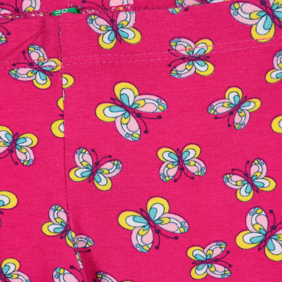 Colanți scurți roz, din bumbac cu imprimeu grafic și dantelă pentru fetițe  Benetton 221657 2