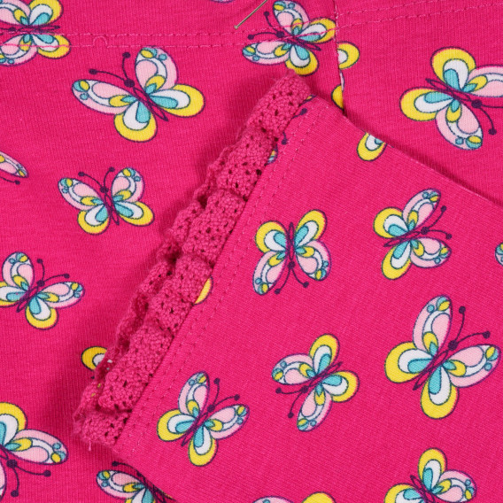 Colanți scurți roz, din bumbac cu imprimeu grafic și dantelă pentru fetițe  Benetton 221658 3