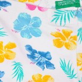 Colanți scurți din bumbac cu imprimeu floral și dantelă pentru fetițe, de culoare albă Benetton 221673 2
