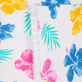 Colanți scurți din bumbac cu imprimeu floral și dantelă pentru fetițe, de culoare albă Benetton 221674 3