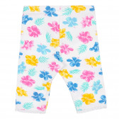 Colanți scurți din bumbac cu imprimeu floral și dantelă pentru fetițe, de culoare albă Benetton 221675 4