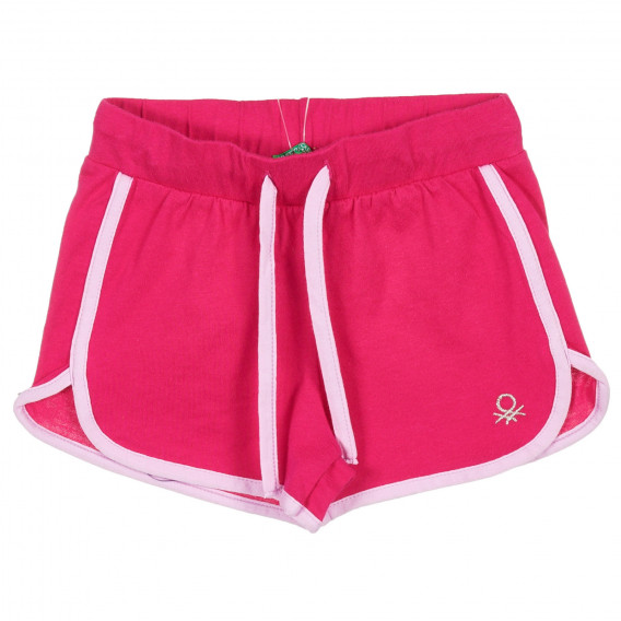 Pantaloni scurți din bumbac cu margini roz deschis Benetton 221688 