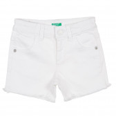 Pantaloni scurți din denim, de culoare albă Benetton 221692 
