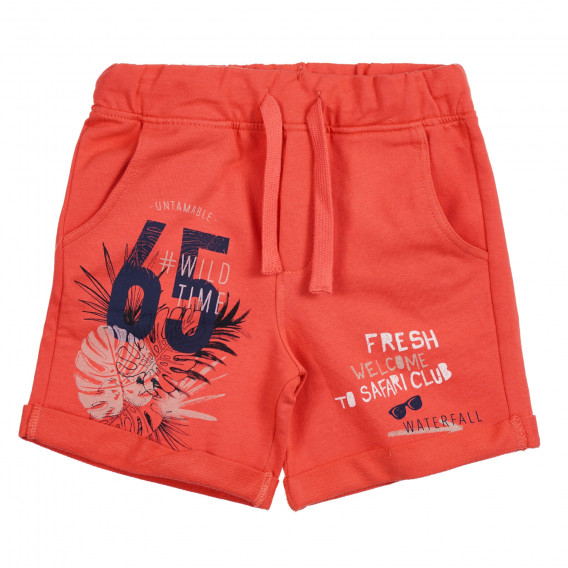 Pantaloni scurți din bumbac cu capete pliate, portocalii Benetton 221779 