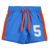Pantaloni scurți din bumbac cu accente portocalii, în albastru Benetton 221791 
