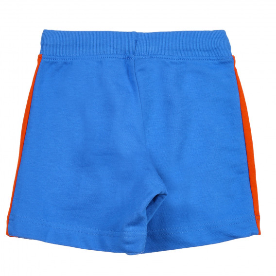 Pantaloni scurți din bumbac cu accente portocalii, în albastru Benetton 221793 3