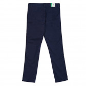 Pantaloni de bumbac cu margine gri, albaștri închis Benetton 221811 3