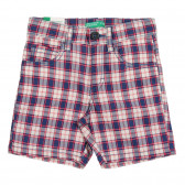 Pantaloni scurți din bumbac în carouri roșii și albastre Benetton 221854 