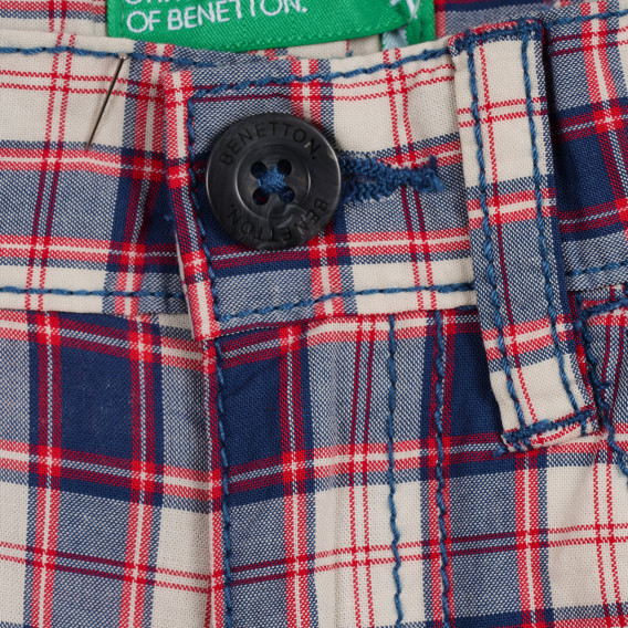 Pantaloni scurți din bumbac în carouri roșii și albastre Benetton 221855 2