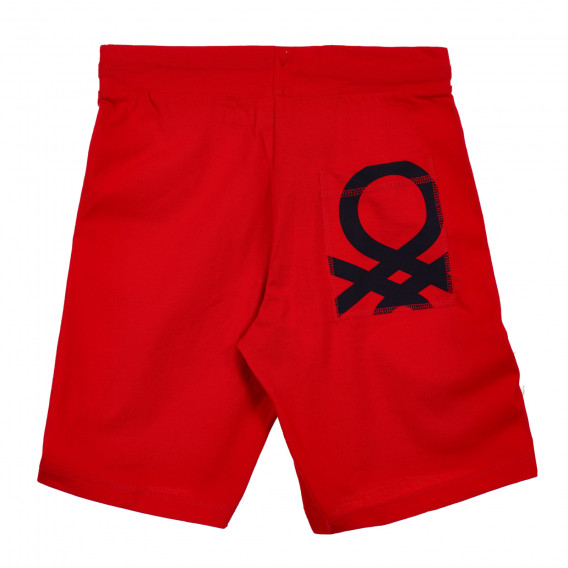 Pantaloni scurți din bumbac, în roșu Benetton 221879 2