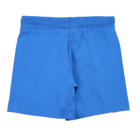 Pantaloni scurți din bumbac cu inscripție, albastru Benetton 221895 3