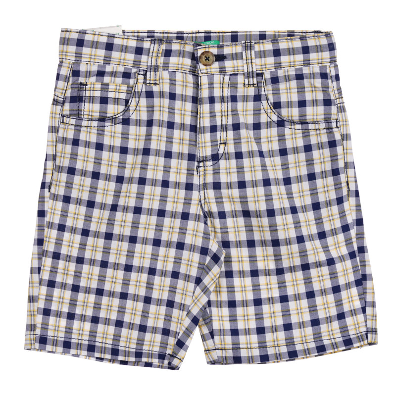 Pantaloni scurți din bumbac în carouri albastre și galbene  221908