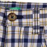 Pantaloni scurți din bumbac în carouri albastre și galbene Benetton 221909 2