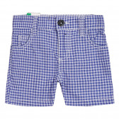 Pantaloni scurți din bumbac în carouri albastre și albe Benetton 221914 