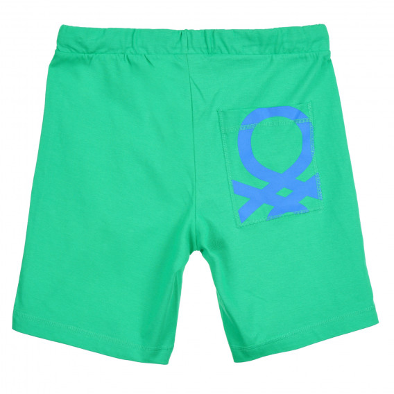 Pantaloni scurți din bumbac, de culoare verde Benetton 221940 3