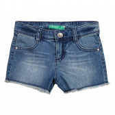 Pantaloni scurți din denim, cu efect uzat pentru fetițe Benetton 221944 