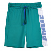 Pantaloni scurți din bumbac cu accente albastre, verzi Benetton 221957 