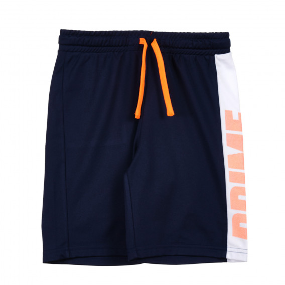 Pantaloni scurți din bumbac cu accente portocalii, albaștri închis Benetton 221960 