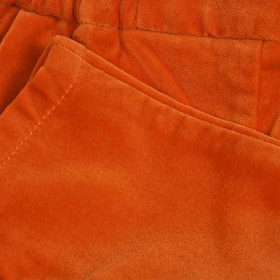 Pantaloni din bumbac cu talie elastică, portocaliu Benetton 221982 2