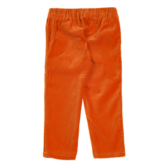 Pantaloni din bumbac cu talie elastică, portocaliu Benetton 221983 3