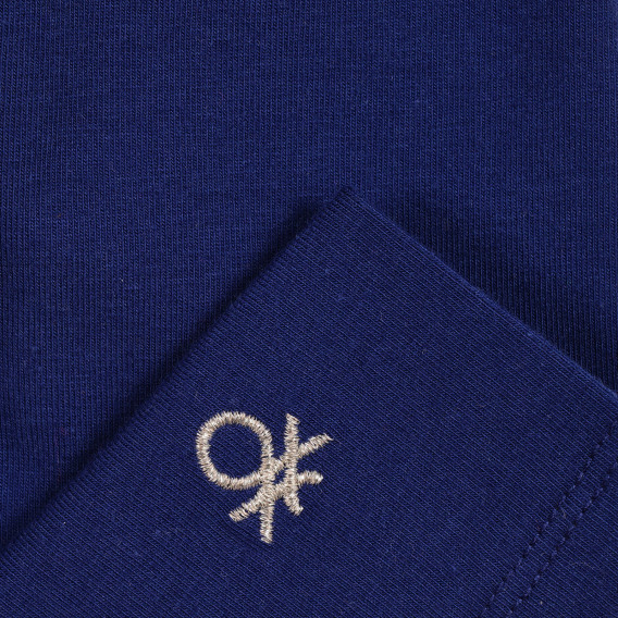 Colanți cu lungime 3/4 cu logo brodat al mărcii pentru fetițe, albastru Benetton 222009 2
