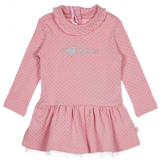 Rochie din bumbac cu mâneci lungi pentru fetițe - roz Chicco 222320 