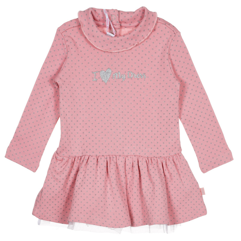 Rochie din bumbac cu mâneci lungi pentru fetițe - roz  222320