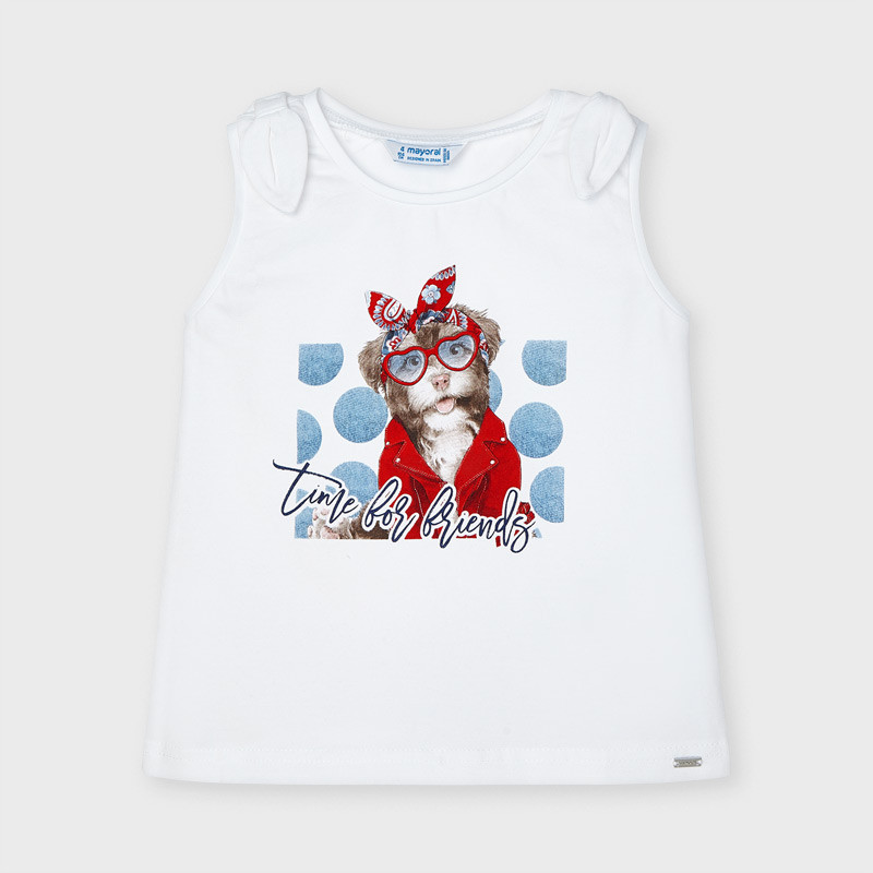 Bluză din bumbac cu imprimeu câine, albă  222489