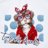 Bluză din bumbac cu imprimeu câine, albă Mayoral 222491 3