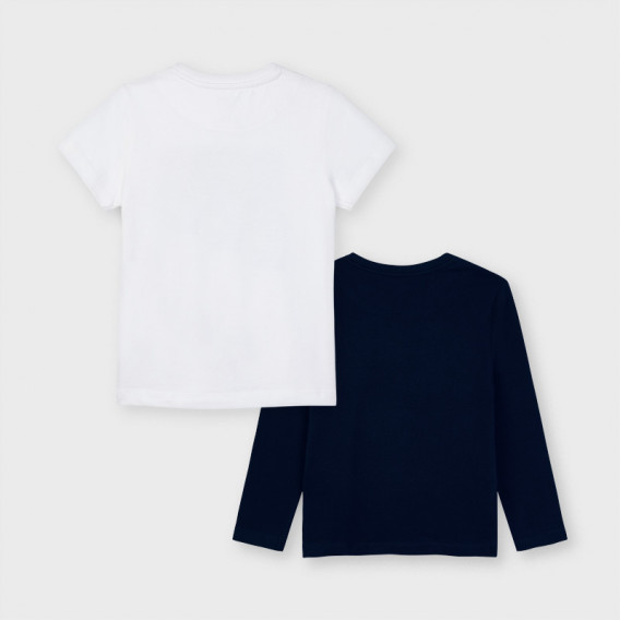 Set de tricouri din bumbac și bluză cu mâneci lungi în alb și albastru Mayoral 222508 2