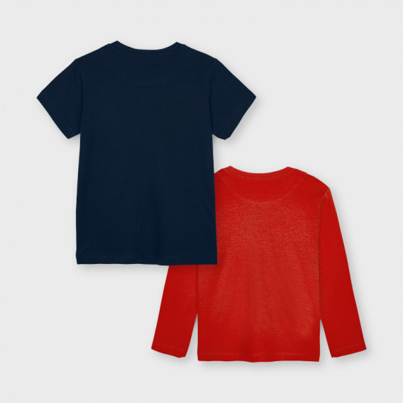 Set de tricouri din bumbac și bluză cu mâneci lungi în albastru și roșu Mayoral 222511 2