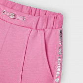 Pantaloni de bumbac, largi, de culoare roz Mayoral 222548 3