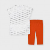 Tricou și colanți din bumbac, în alb și portocaliu Mayoral 222556 2