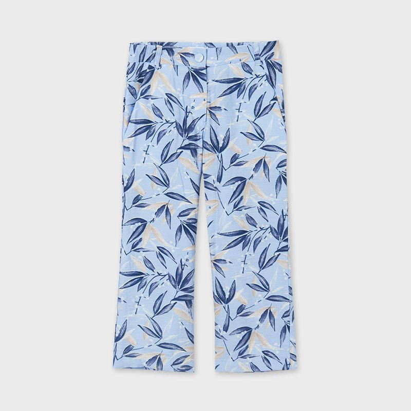 Pantaloni cu imprimeu floral, albastru deschis  222648