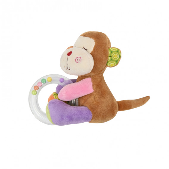 Jucărie de pluș în formă de maimuță cu cerc zornaitor pentru cărucior sau pătuț Lorelli 222738 