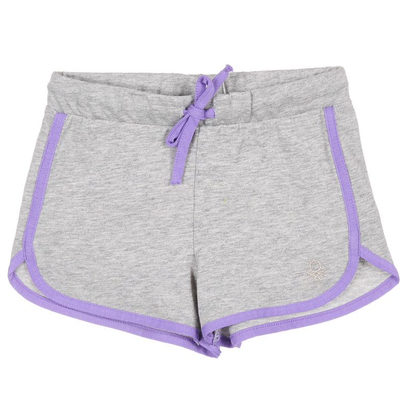 Pantaloni scurți din bumbac cu margini violet, gri  223114