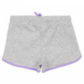 Pantaloni scurți din bumbac cu margini violet, gri Benetton 223117 4