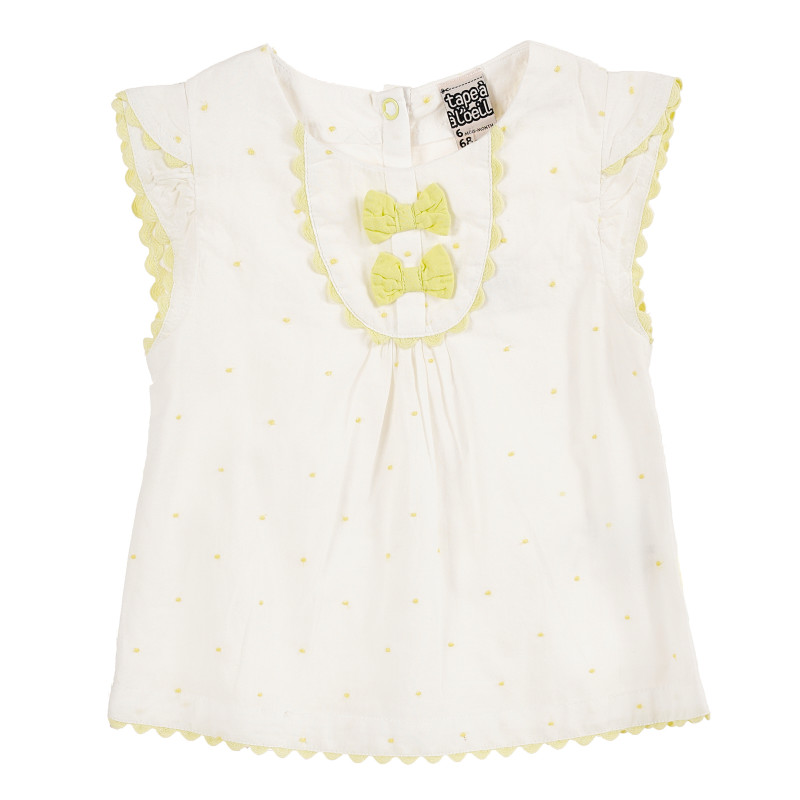Rochie din bumbac de culoare albă și detalii galbene, pentru fetițe  223122