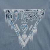 Bluză albastră cu mânecă lungă din bumbac cu logo-ul mărcii pentru băiat Guess 223373 2