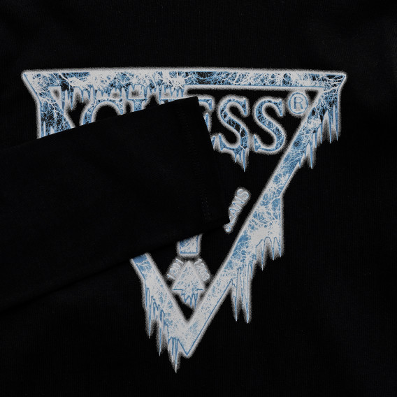 Bluză neagră cu mânecă lungă din bumbac cu logo-ul mărcii pentru băieți Guess 223386 3