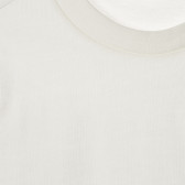 Bluză din bumbac alb cu mâneci lungi și logo-ul mărcii Benetton 223438 2