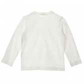 Bluză din bumbac alb cu mâneci lungi și logo-ul mărcii Benetton 223440 4