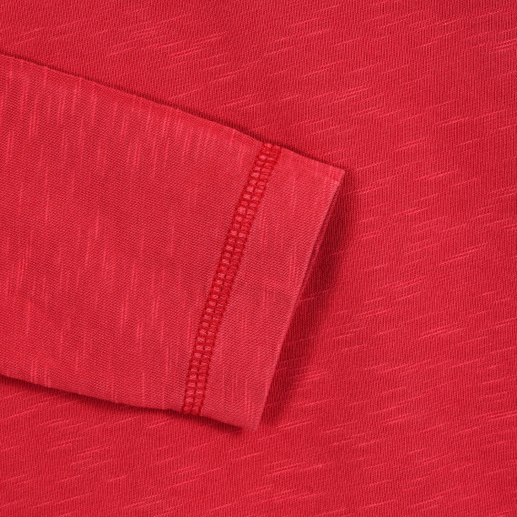 Bluză din bumbac cu mâneci lungi și inscripție - roșie Benetton 223475 3