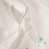 Bluză albă din bumbac cu mâneci scurte și panglici Benetton 223499 3