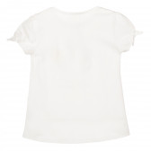 Bluză albă din bumbac cu mâneci scurte și panglici Benetton 223500 4