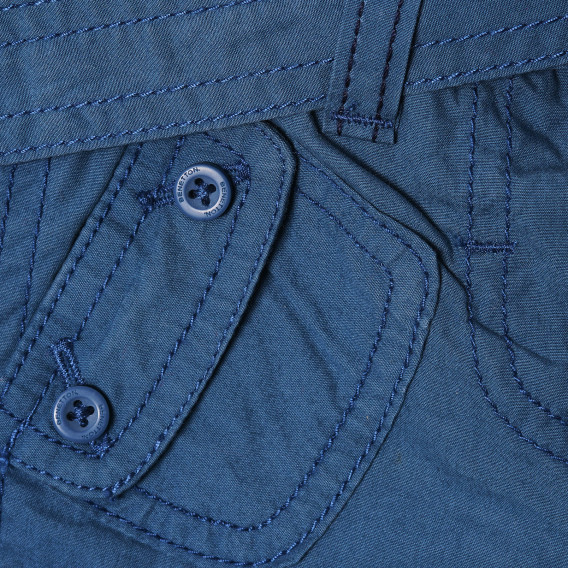 Pantaloni de bumbac cu centură pentru bebeluși, culoare albastru Benetton 223511 2