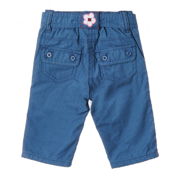 Pantaloni de bumbac cu centură pentru bebeluși, culoare albastru Benetton 223513 4
