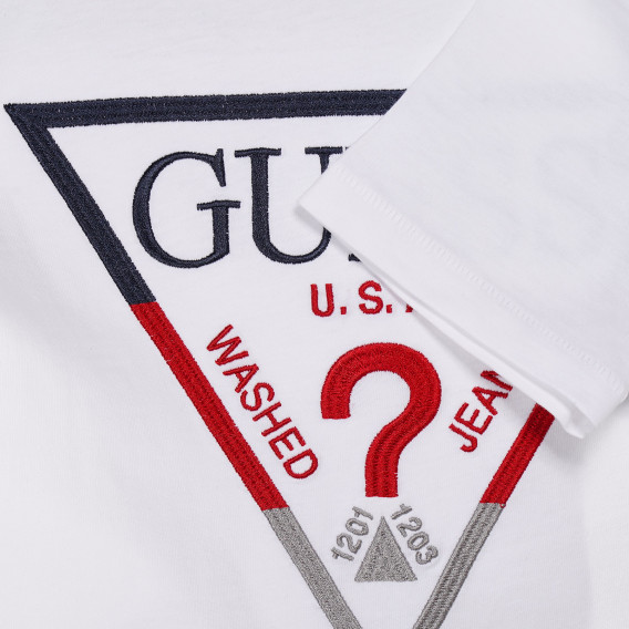 Tricou din bumbac cu sigla mărcii, alb Guess 224292 4