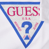 Tricou din bumbac cu logo-ul mărcii cu pietre, alb Guess 224306 2